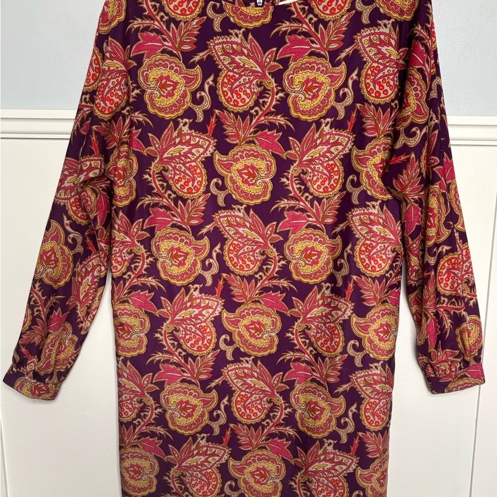 LOFT Paisley Print Dress in Purple and Red